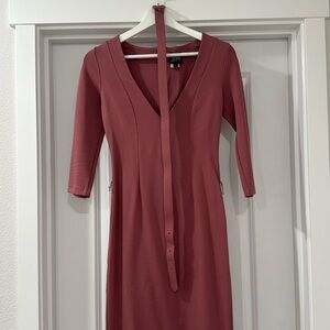 Elegant V-Neck Dress in Mauvy Pink